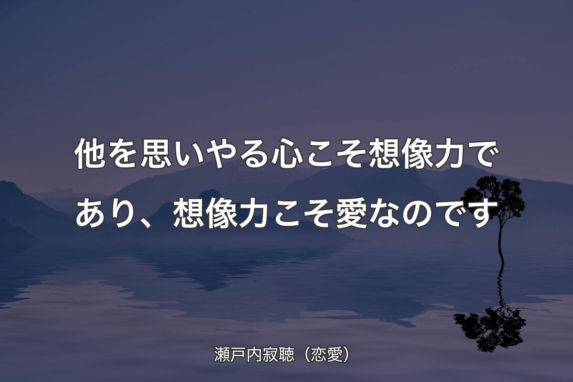 他を思いやる心こそ想像力であり、想像力こそ愛なのです - 瀬戸内寂聴（恋愛）