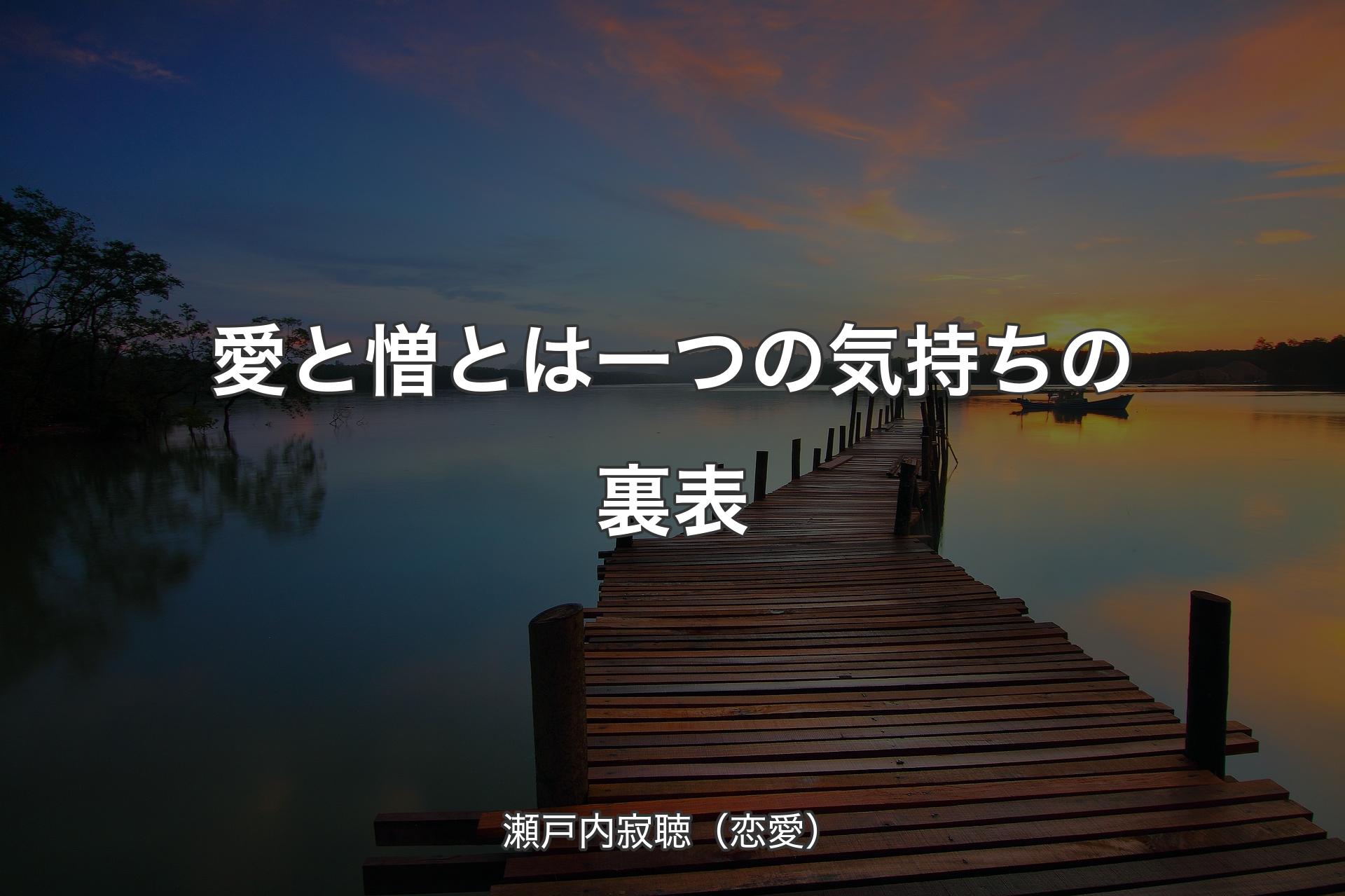 愛と憎とは一つの気持ちの裏表 - 瀬戸内寂聴（恋愛）