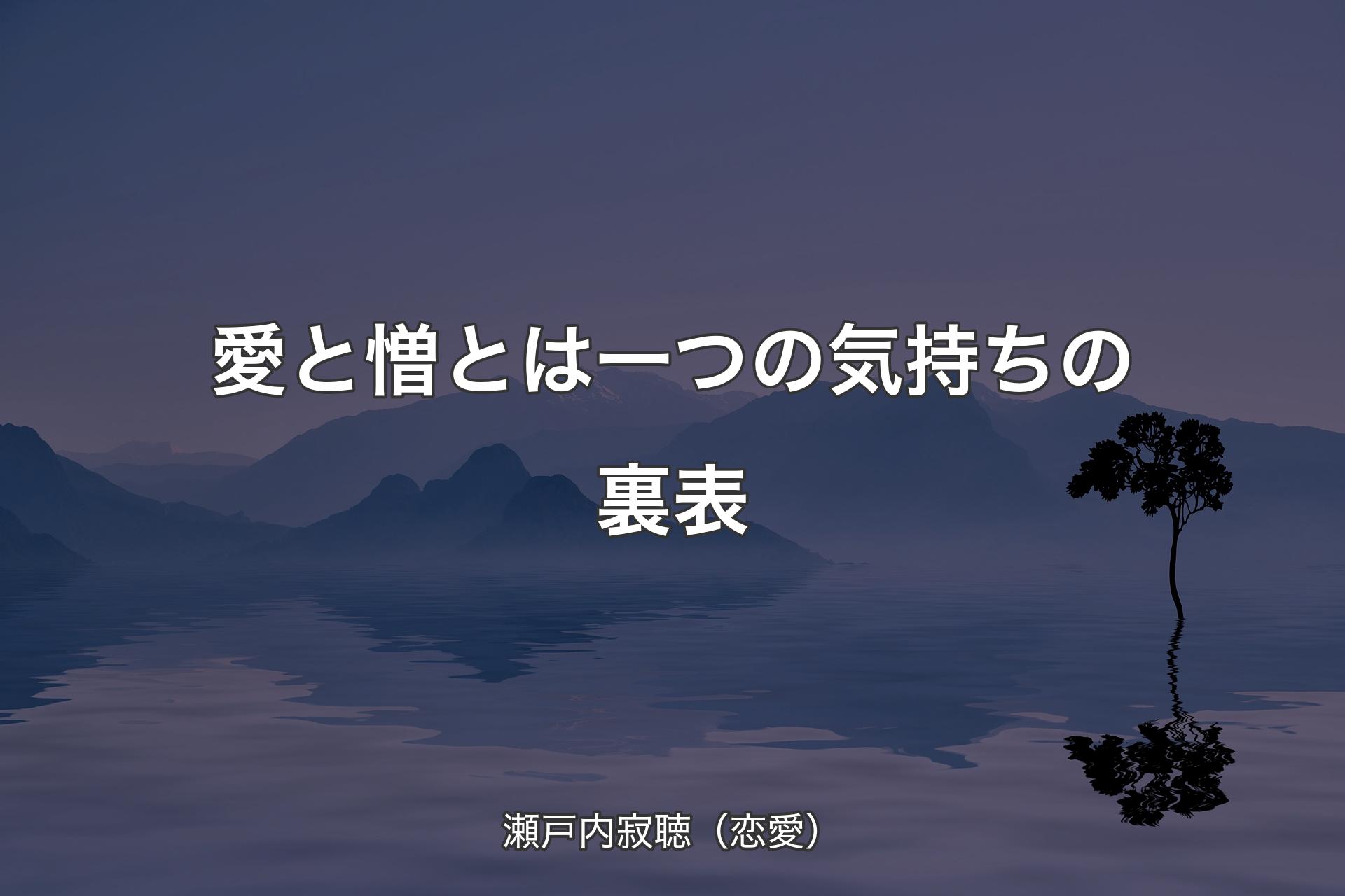 愛と憎とは一つの気持ちの裏表 - 瀬戸内寂聴（恋愛）